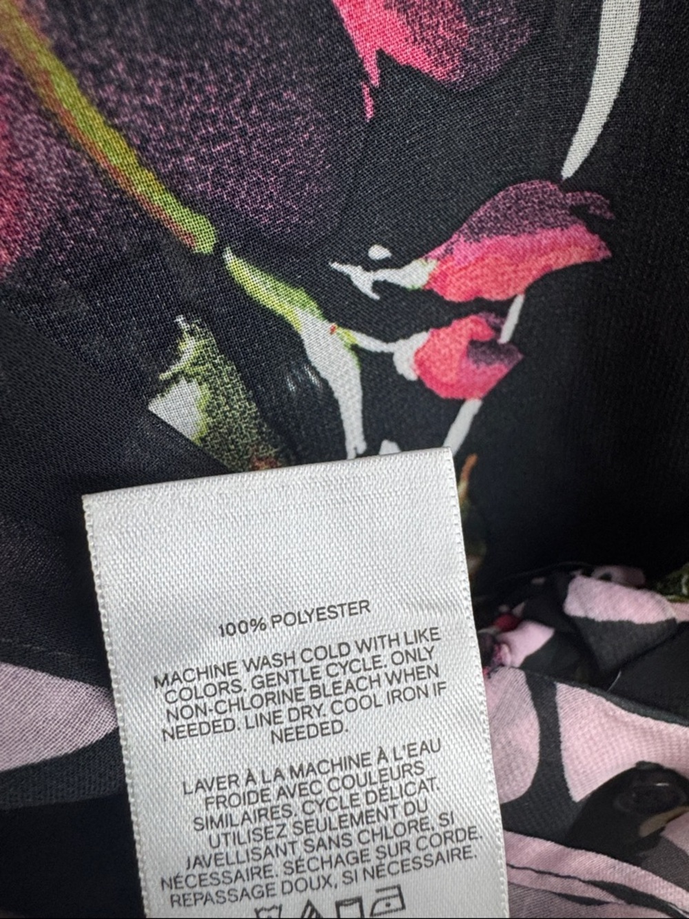 Express Women’s Black/Pink Floral Sheer Tie-Front Blouse Sz M - Picture 7 of 7